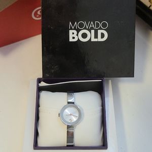 Movado Bold Silver Sunray Dial Stainless Steel Lad